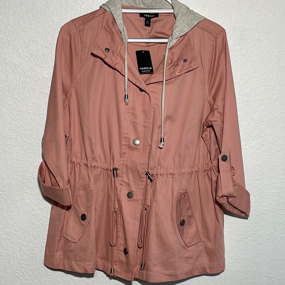 NWT Torrid light weight jacket with hood, size 00 or 10/12